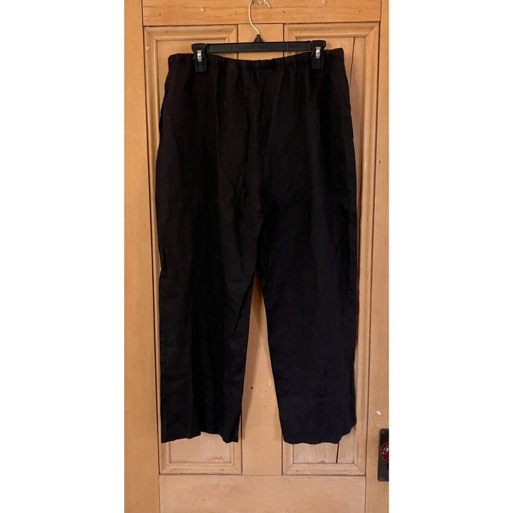 Zara Womens 100% Linen Wide Leg Drawstring Pockets Pants Size XL Black SP NWT - Picture 10 of 12